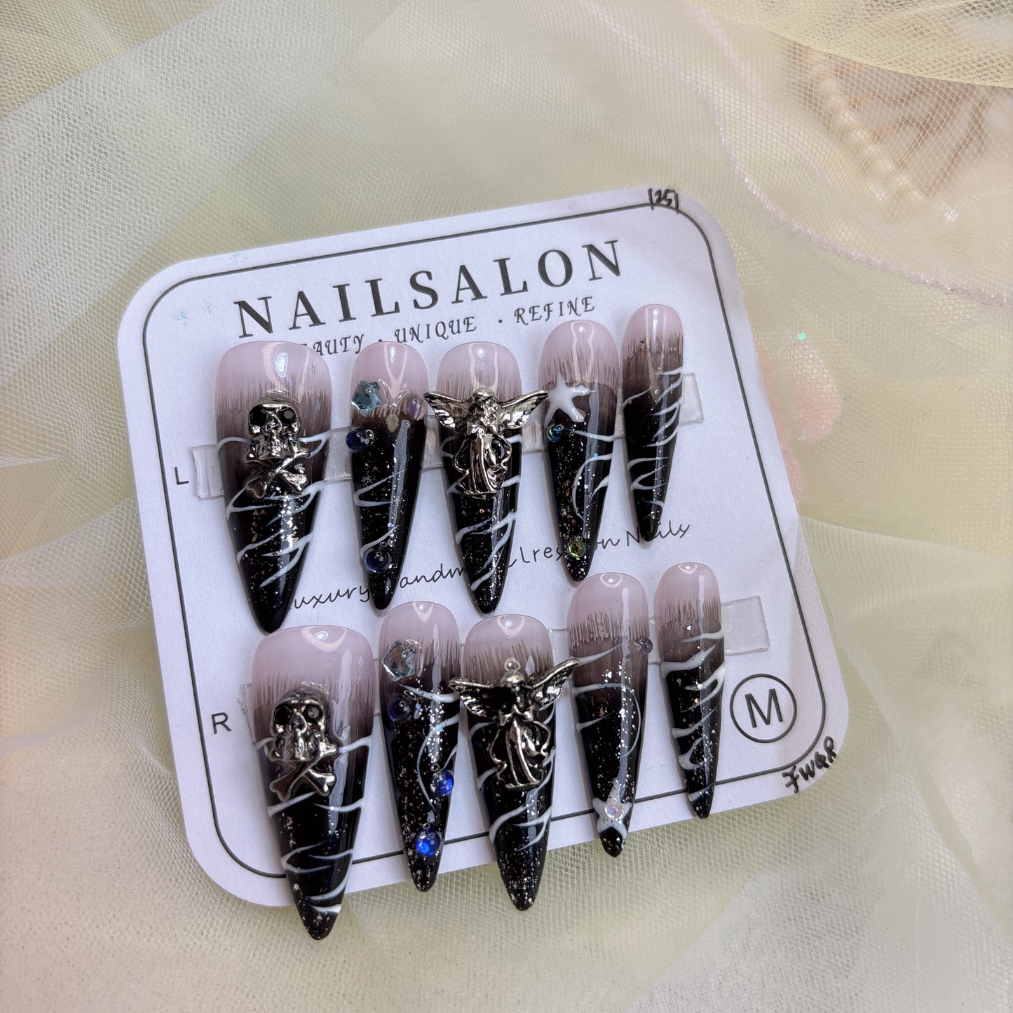 010 Stilettto 10PCS Handmade press on nails of Striped redemption angel handmade nail