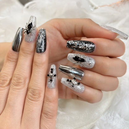 022 Mid-length 10PCS Handmade press on nails of Galaxy Blast detachable reusable handmade nail