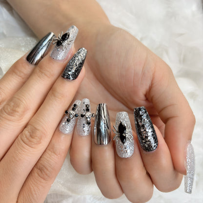 022 Mid-length 10PCS Handmade press on nails of Galaxy Blast detachable reusable handmade nail