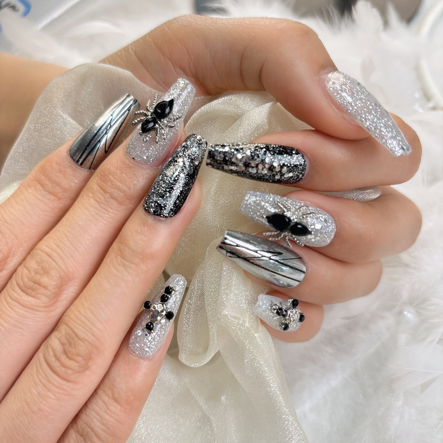 022 Mid-length 10PCS Handmade press on nails of Galaxy Blast detachable reusable handmade nail