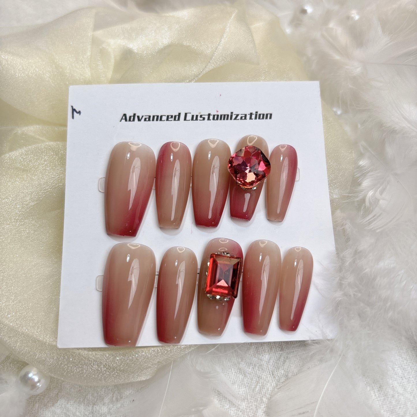 067 Mid-Length 10PCS detachable reusable Handmade press on nails of Advanced blend gradient manicure