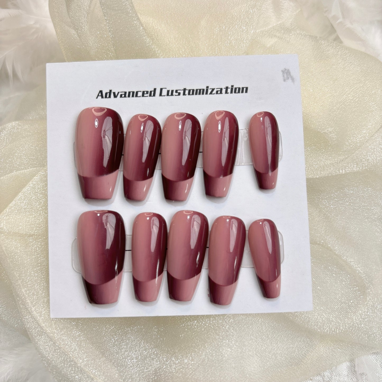 071 Mid-Length 10PCS detachable reusable Handmade press on nails of Temperament gradient solid color blending manicure