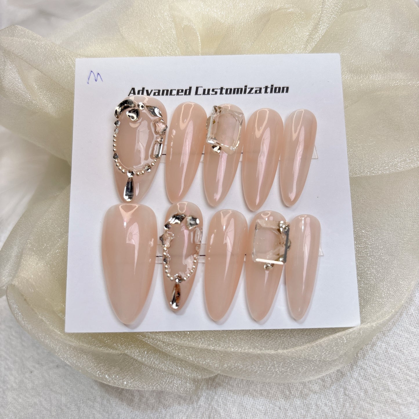 084 Stiletto  10PCS detachable reusable Handmade press on nails of Premium nude temperament manicure